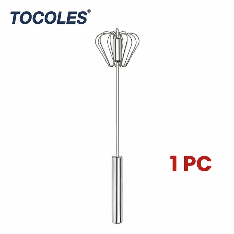 Stainless steel hand-push rotary whisk