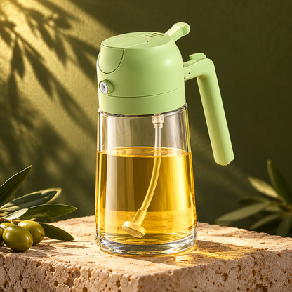 2-in-1 Glass Oil Sprayer & Pourer — 470ml | Sage Green