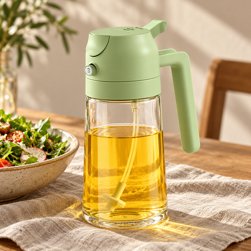 2-in-1 Glass Oil Sprayer & Pourer — 470ml | Sage Green