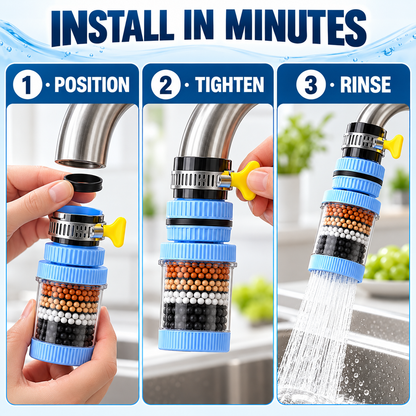 360° Rotating 6-Layer Faucet Filter Extender – Flexible Kitchen Rinse Head