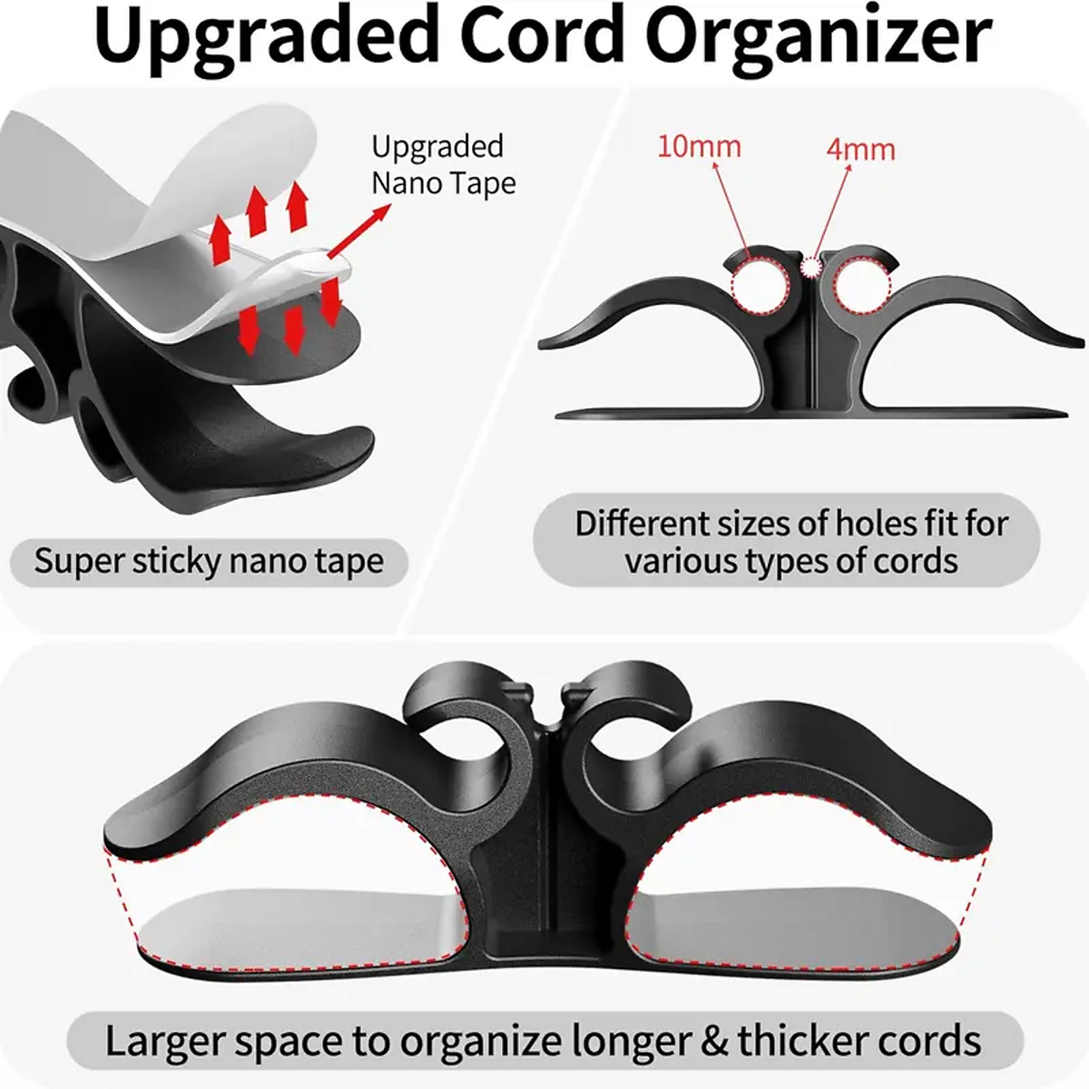 Stick-On Appliance Cord Organizer – Flexible Cable Wrap for Kitchen Counters