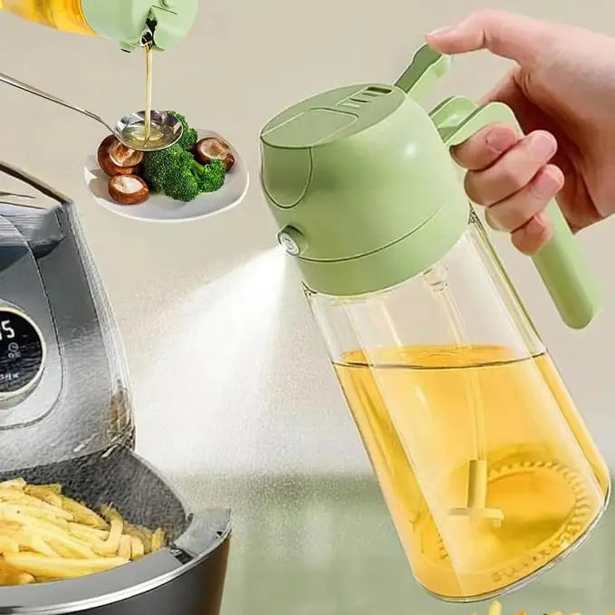 2-in-1 Glass Oil Sprayer & Pourer — 470ml | Sage Green