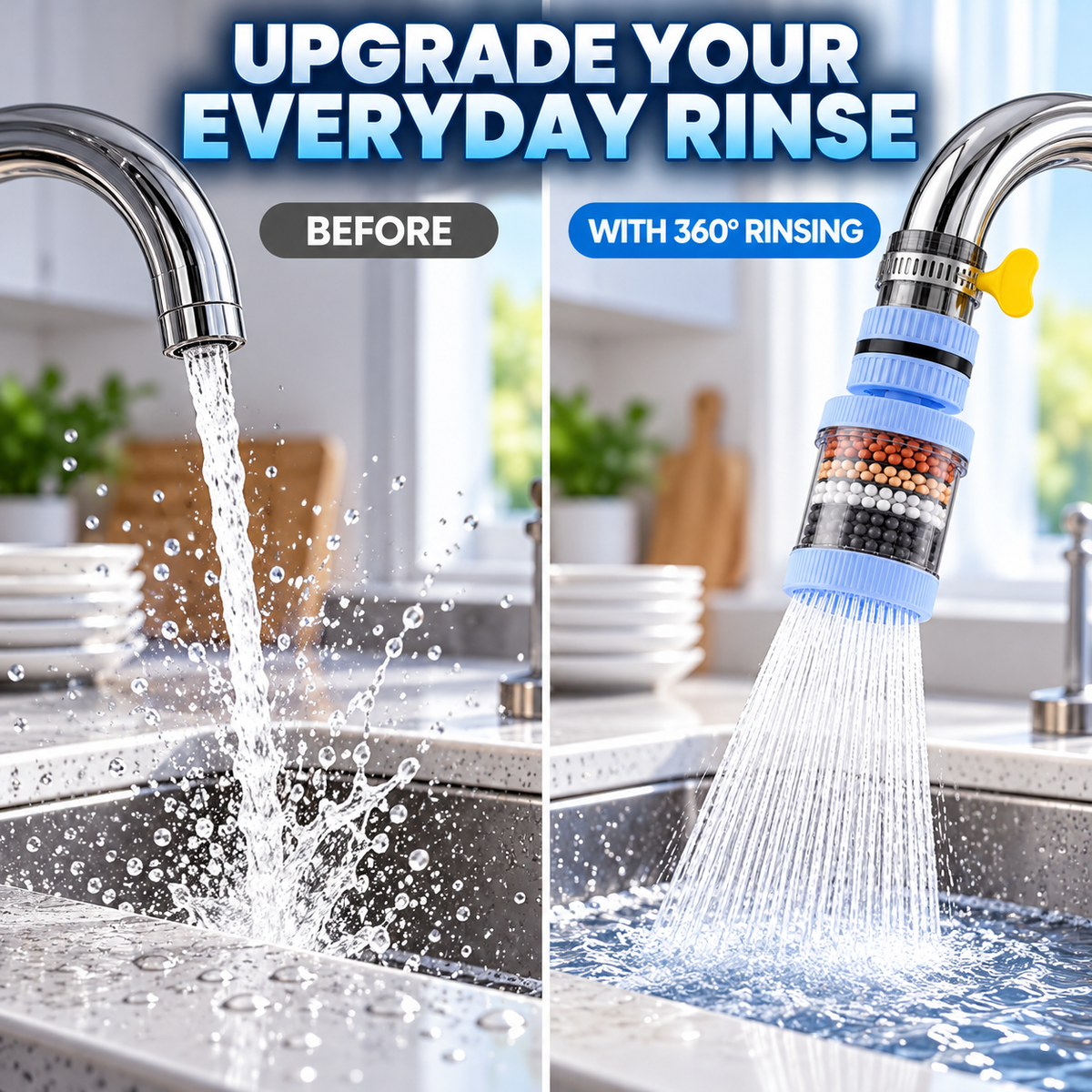 360° Rotating 6-Layer Faucet Filter Extender – Flexible Kitchen Rinse Head