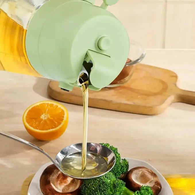 2-in-1 Glass Oil Sprayer & Pourer — 470ml | Sage Green
