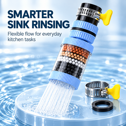 360° Rotating 6-Layer Faucet Filter Extender – Flexible Kitchen Rinse Head