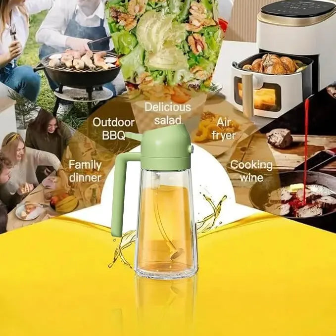 2-in-1 Glass Oil Sprayer & Pourer — 470ml | Sage Green
