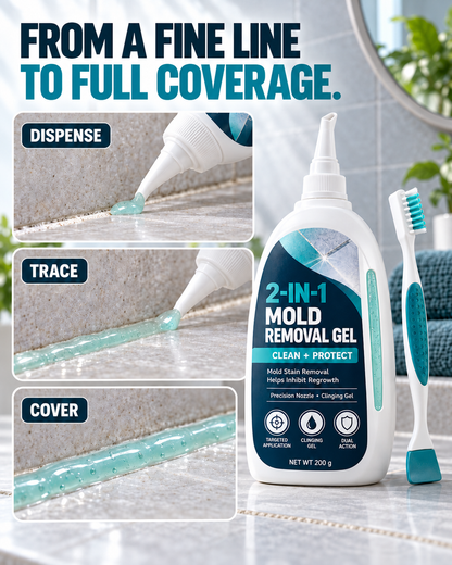 2-in-1 Mold Removal & Regrowth Protection Gel with Precision Cleaning Brush