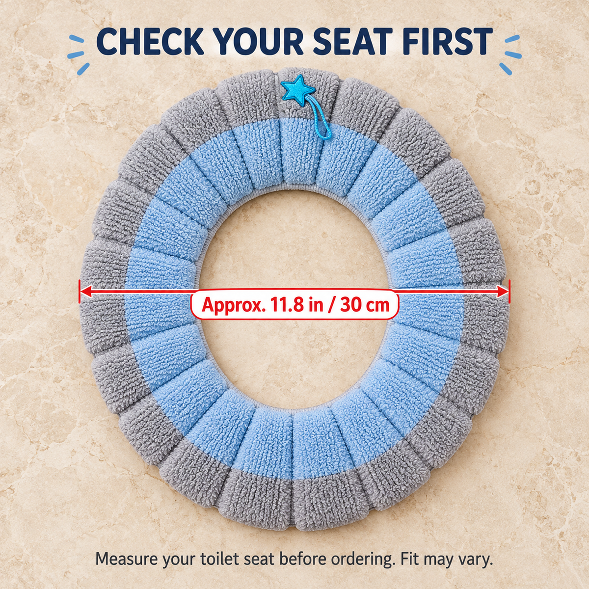 Soft Plush Toilet Seat Cover | Segmented Fabric, 2 or 4 Piece Set