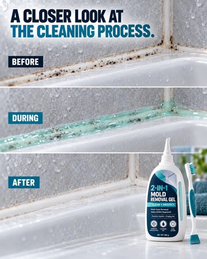 2-in-1 Mold Removal & Regrowth Protection Gel with Precision Cleaning Brush
