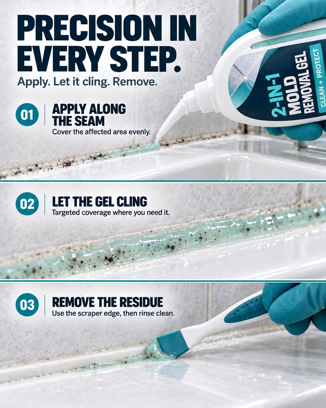 2-in-1 Mold Removal & Regrowth Protection Gel with Precision Cleaning Brush
