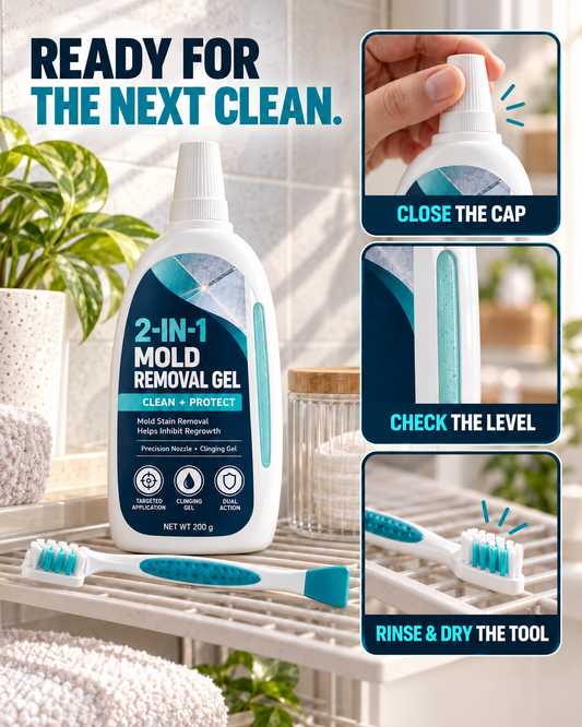 2-in-1 Mold Removal & Regrowth Protection Gel with Precision Cleaning Brush