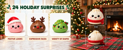 24 Days of Christmas Squishy Surprise Calendar – Festive Countdown Gift Set