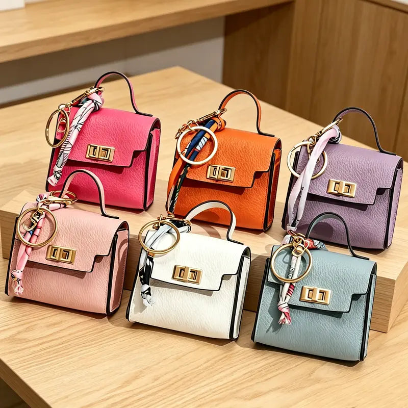 Mini Handbag Keychain Charm – Colorful Faux Leather Bag Pendant