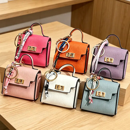 Mini Handbag Keychain Charm – Colorful Faux Leather Bag Pendant