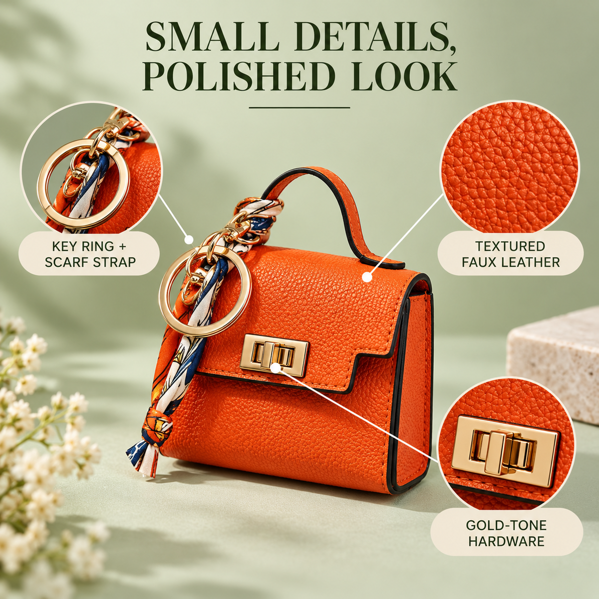 Mini Handbag Keychain Charm – Colorful Faux Leather Bag Pendant