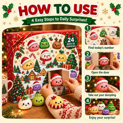 24 Days of Christmas Squishy Surprise Calendar – Festive Countdown Gift Set
