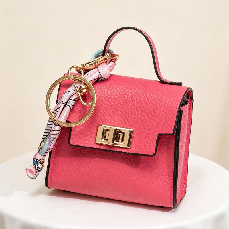 Mini Handbag Keychain Charm – Colorful Faux Leather Bag Pendant
