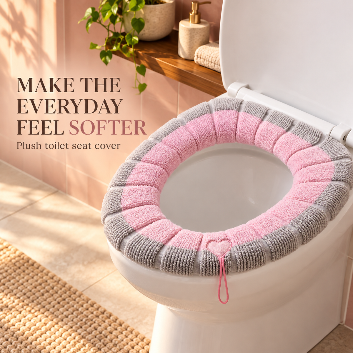 Soft Plush Toilet Seat Cover | Segmented Fabric, 2 or 4 Piece Set
