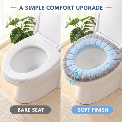 Soft Plush Toilet Seat Cover | Segmented Fabric, 2 or 4 Piece Set
