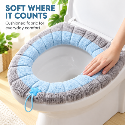 Soft Plush Toilet Seat Cover | Segmented Fabric, 2 or 4 Piece Set