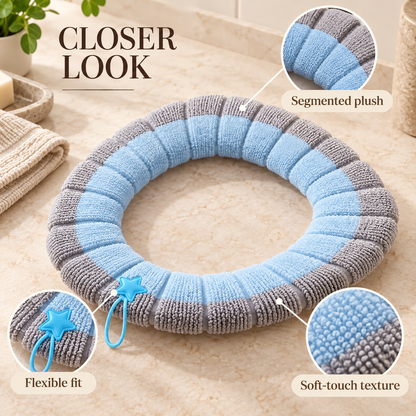 Soft Plush Toilet Seat Cover | Segmented Fabric, 2 or 4 Piece Set