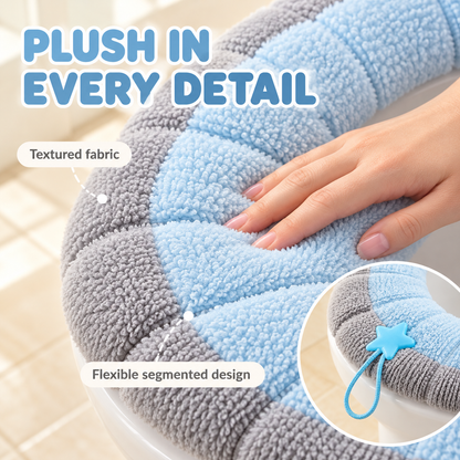 Soft Plush Toilet Seat Cover | Segmented Fabric, 2 or 4 Piece Set