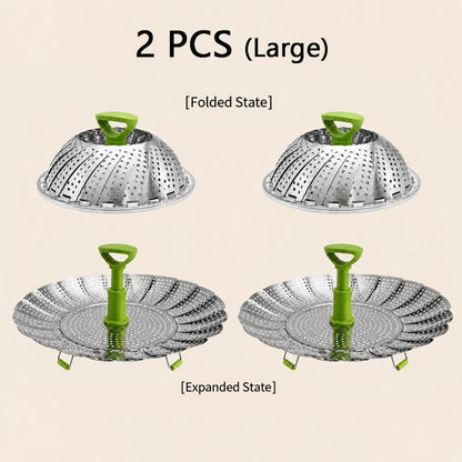 SteamEase Expandable Stainless Steel Steamer Basket for Multiple Pot Sizes