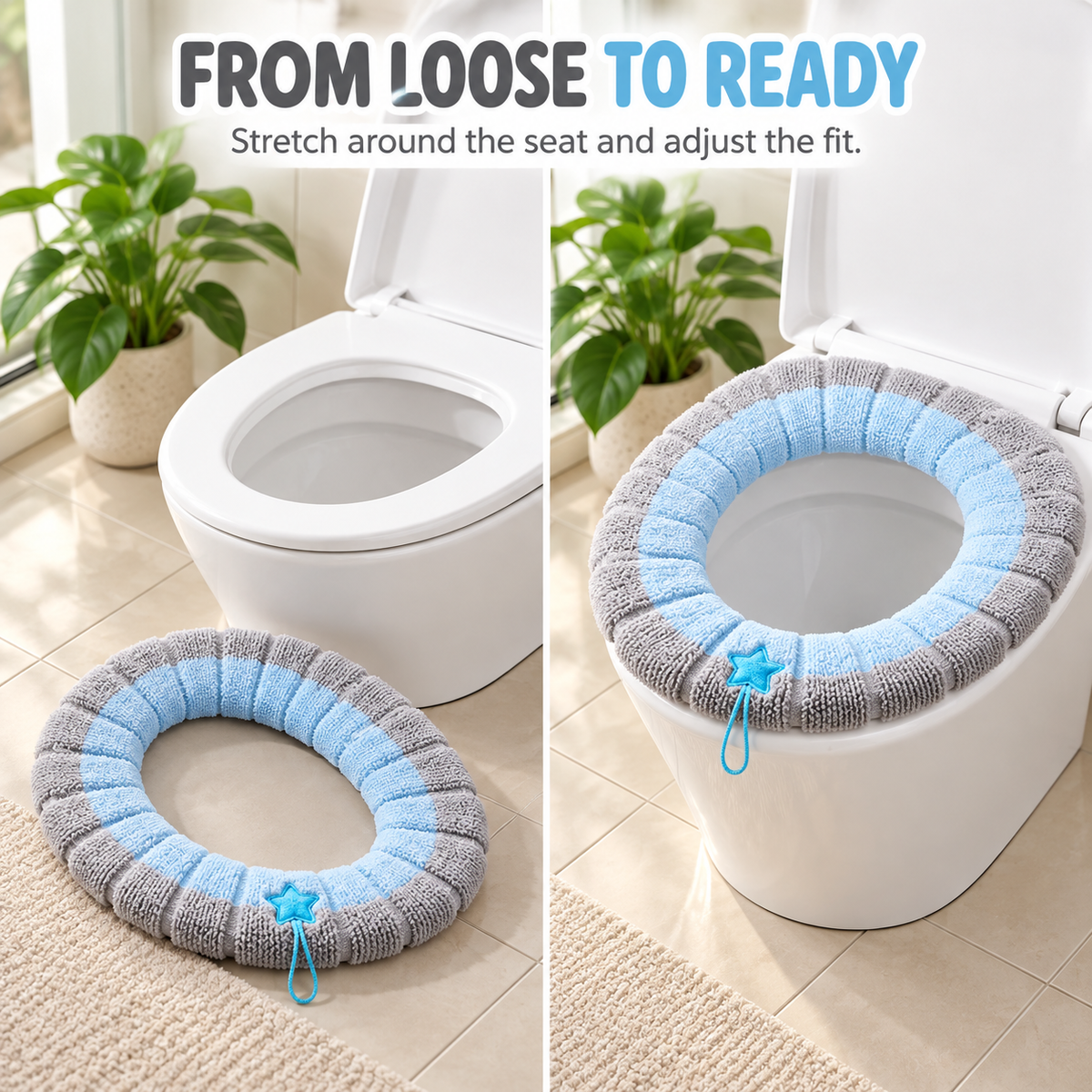 Soft Plush Toilet Seat Cover | Segmented Fabric, 2 or 4 Piece Set