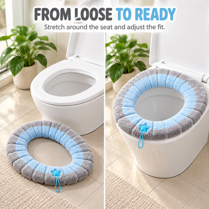 Soft Plush Toilet Seat Cover | Segmented Fabric, 2 or 4 Piece Set