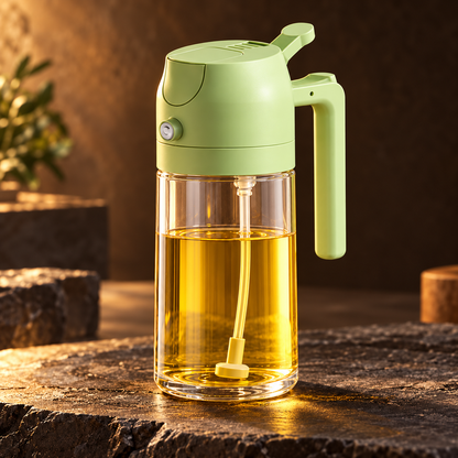 2-in-1 Glass Oil Sprayer & Pourer — 470ml | Sage Green