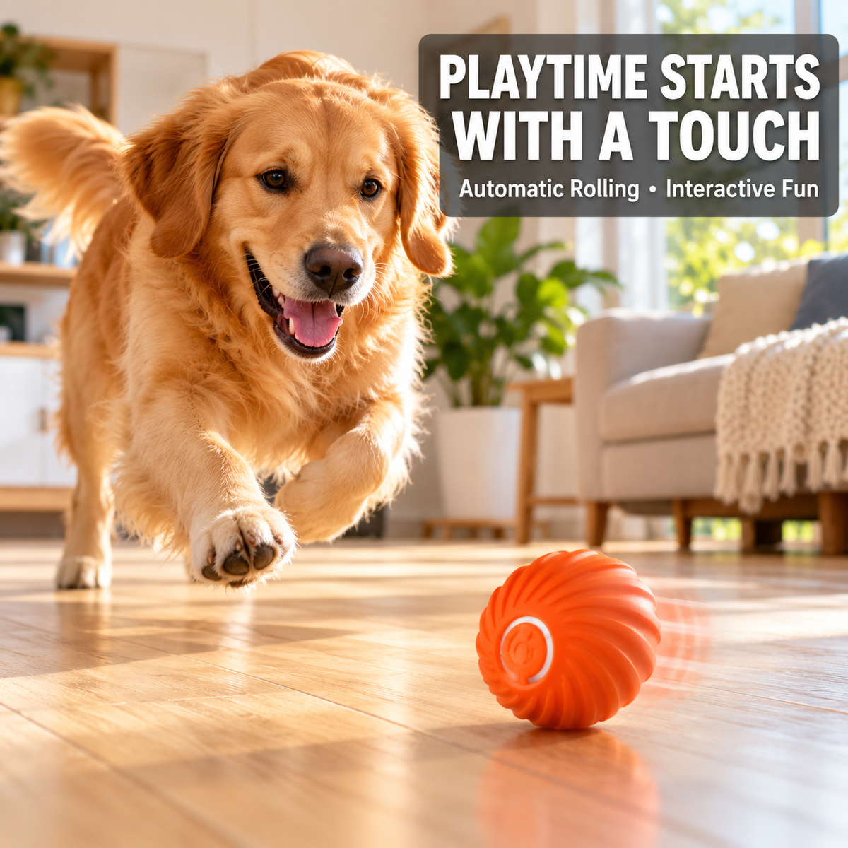 Rechargeable Motion-Activated Dog Ball – Automatic Rolling Toy