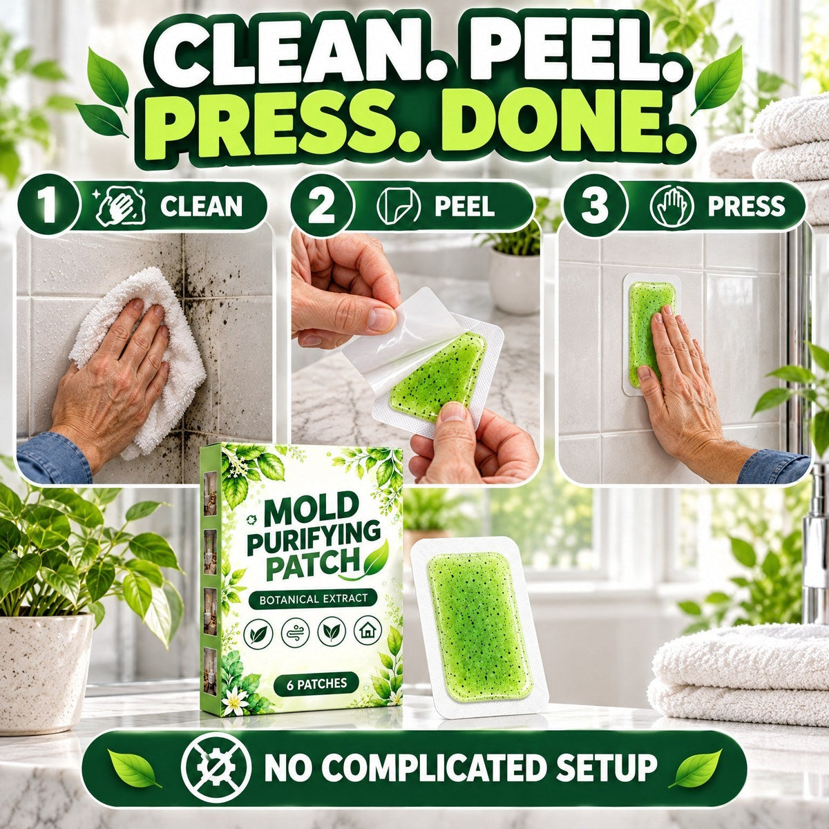 Clean, peel and press application steps