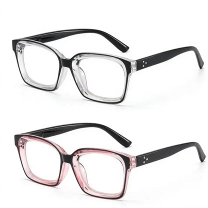 Square reading glasses — black-pink